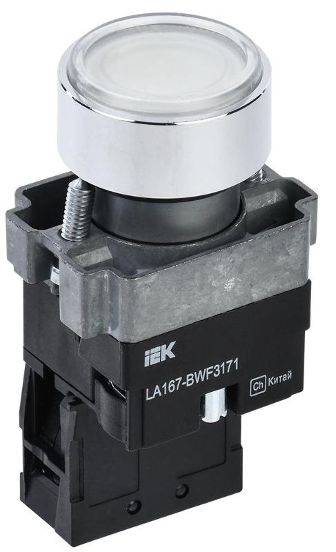 Кнопка LA167-BWF3171 d=22мм RC 1з с подсвет. белая | BBT20-BWF3171-1-12-67-K01 | IEK — IEK (ИЭК)