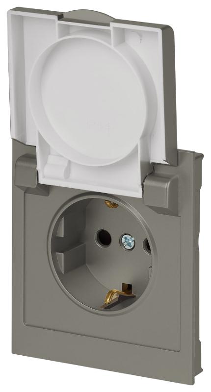 Розетка Arktik 16-2103-07 с заземлением 2P+E Schuko со шторками с крышкой 16А-250В титан | Б0070440 | ЭРА — миниатюра 5