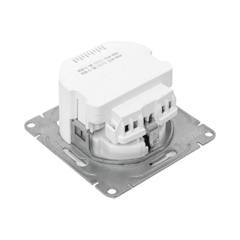Механизм розетки с USB-C - 2шт, 16А, с заземлением, со шторками, белый Эпика EKF | UP1-SOW-111-2USBC | EKF — миниатюра 12