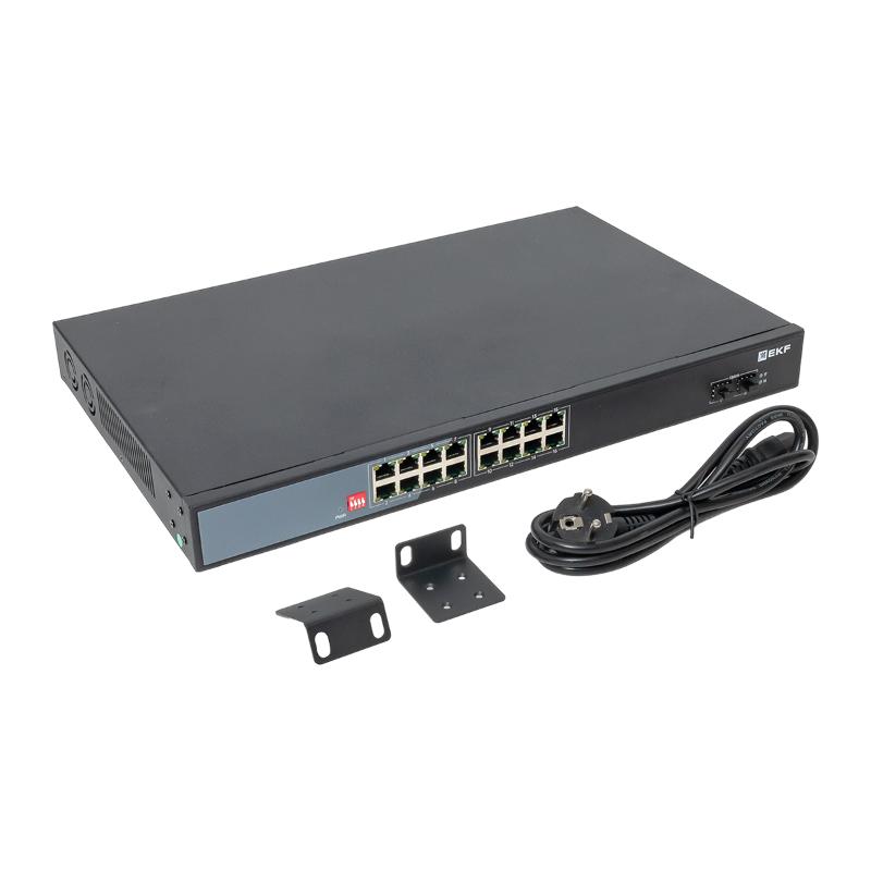 Промышленный неуправляемый коммутатор U-2GX/SFP-16GTP-R, 2 порта 1000Base-X SFP, 16 портов 10/100/1000Base-T(X) RJ45 c PoE, монтаж в 19" стойку TSX |T — миниатюра 3