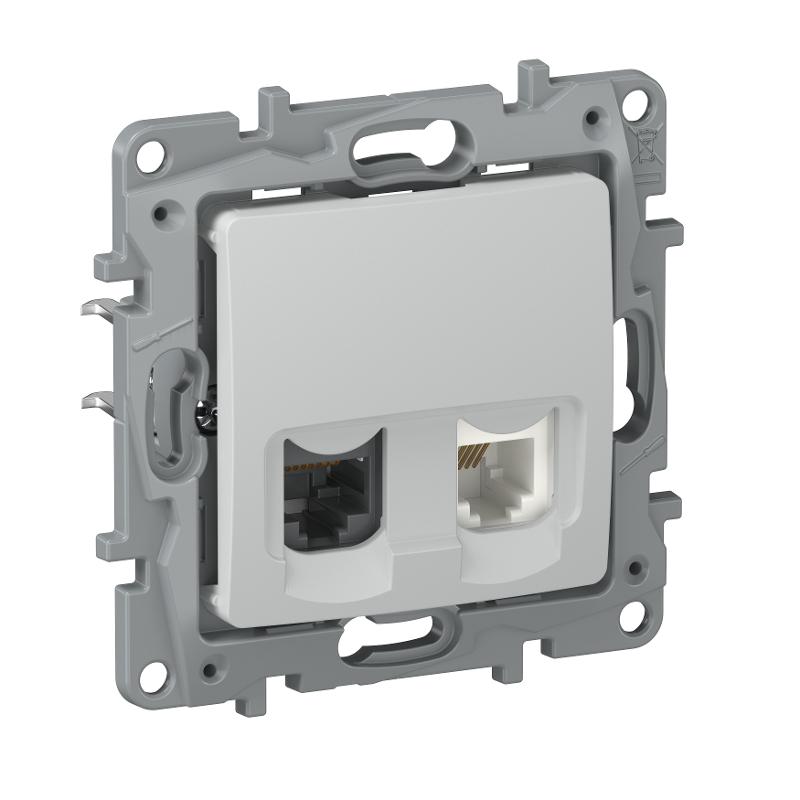 IEKETIKA Роз. двойная RJ11+RJ45 кат.5E UTP 6716521 галь. | 6716521 | IEK — IEK (ИЭК)
