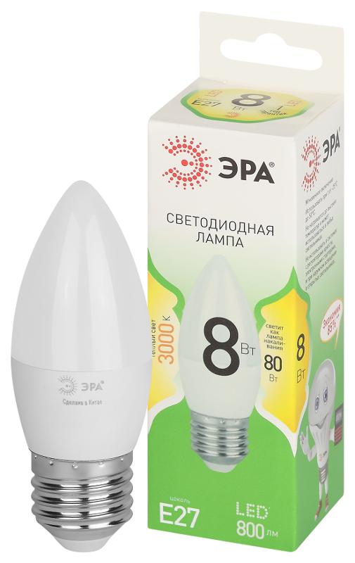 Лампа светодиодная  GREEN LINE LED B35-8W-830-E27 GL E27 8 Вт свеча теплый свет | Б0067088 | ЭРА — миниатюра 1