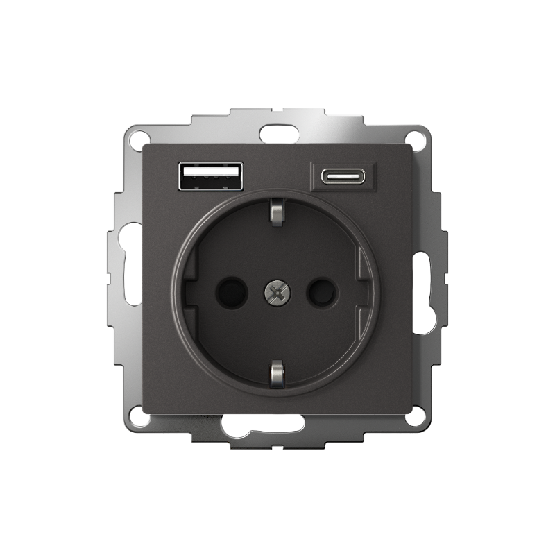 AtlasDesign Базальт Розетка 16А с 2 USB A+C, 5В/2,4А/3,0А, 2х5В/1,5А, механизм | ATN001432 | SE — миниатюра 2