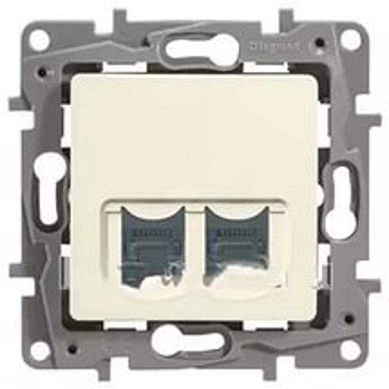 Etika Слоновая кость Розетка компьютерная 2-ая RJ45, категория 5е UTP — миниатюра 2