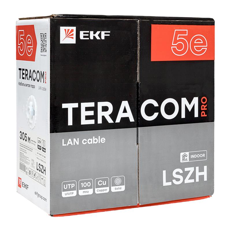 Кабель витая пара TERACOM PRO Cat.5E U/UTP 4 пары solid 24AWG нг(А)-HF серый упак. 305м | TRP-5EUTP-04LSH-GY-IN3 | EKF — миниатюра 3