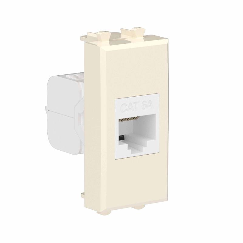 Компьютерная розетка RJ-45 без шторки модульная, кат.6А, Avanti, ванильная дымка, 1 модуль | 4405671 | DKC — миниатюра 2