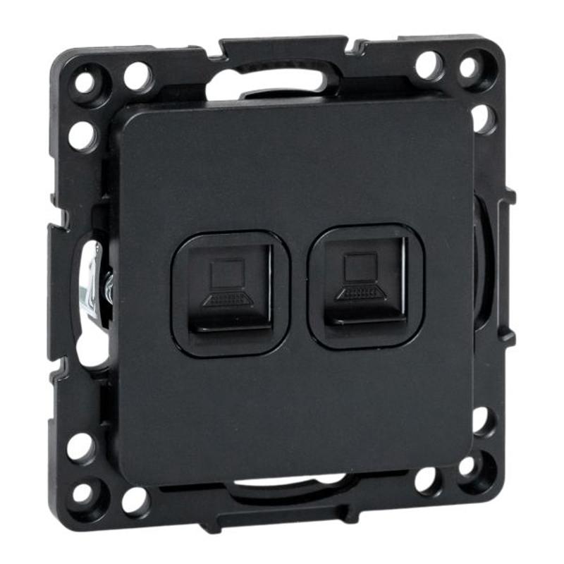 Стокгольм Механизм Розетки RJ-45 2-местной черный | EZK02-035-10 | EKF — миниатюра 1