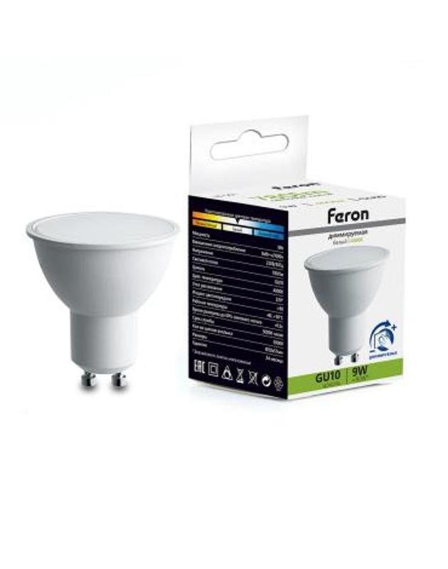 Лампа светодиодная диммируемая, (9W) 230V GU10 4000K MR16, LB-561 | 51062 | FERON — фото 1 | Sento