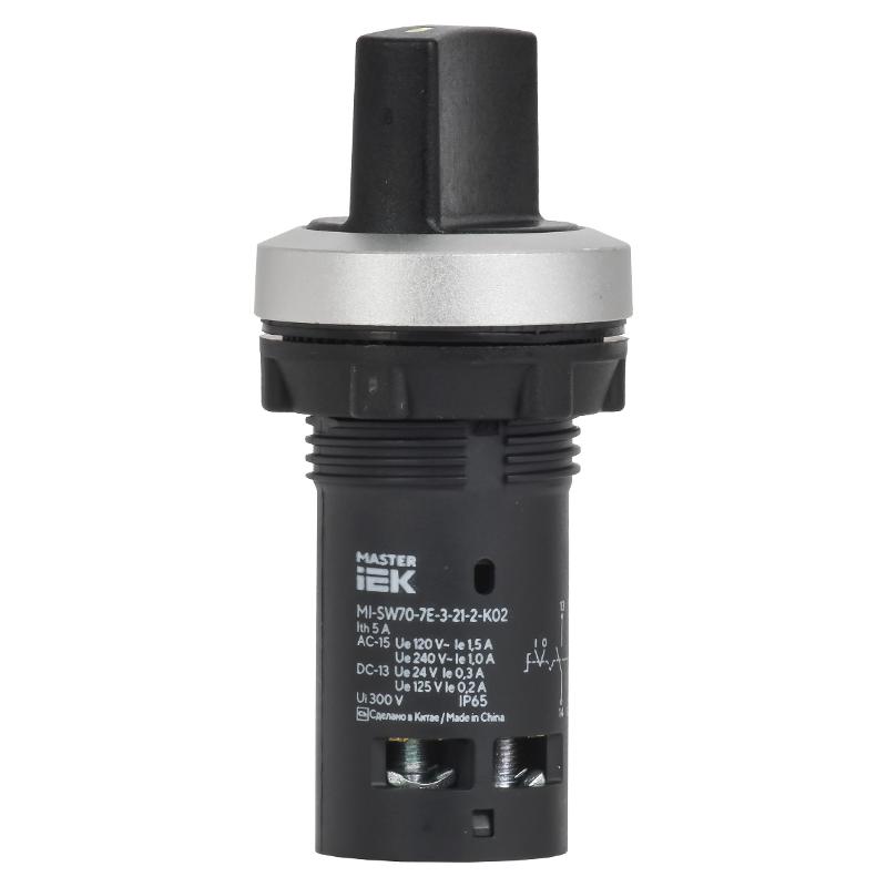 Переключатель IP65 2 поз. моноблок NO+NC чёрный MASTER — миниатюра 2