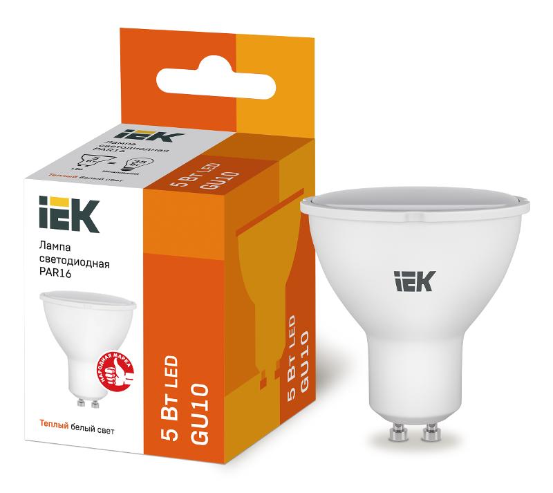 Лампа светодиодная LED 5Вт GU10 220В 3000К PAR16 софит | LLE-PAR16-5-230-30-GU10 | IEK — IEK (ИЭК)
