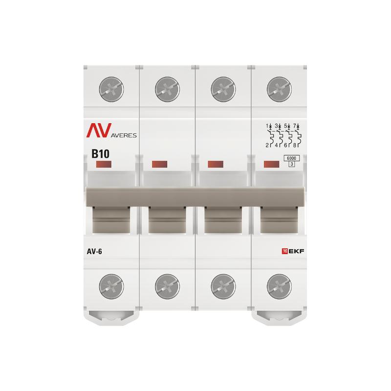 Выключатель автоматический четырехполюсный AV-6 10А B 6кА AVERES | mcb6-4-10B-av | EKF — миниатюра 7