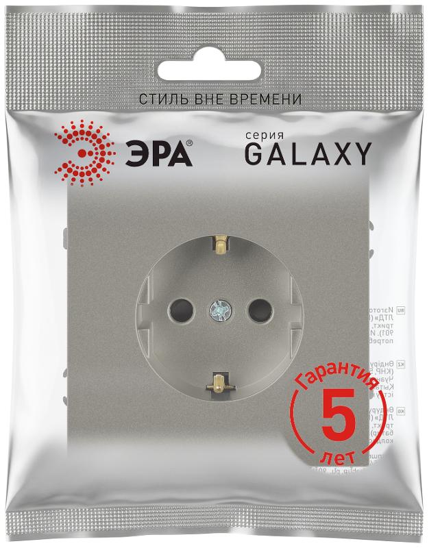 Розетка Galaxy 15-2101-07 c заземлением 2P+E Schuko 16А-250В IP20 титан | Б0070631 | ЭРА — миниатюра 2