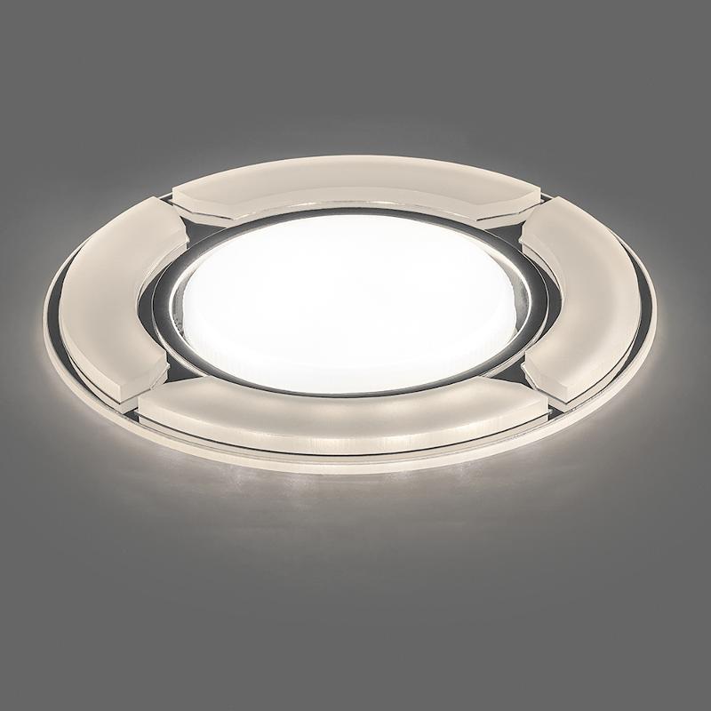 Светильник встраиваемый с белой LED подсветкой CD4039 потолочный GX53 без лампы, белый матовый, хром | 40506 | Feron — миниатюра 2
