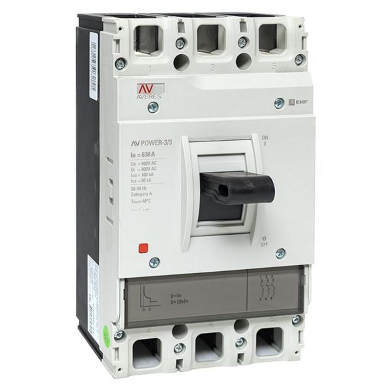 Выключатель автоматический AV POWER-3/3 630А 100kA TR AVERES | mccb-33-630H-TR-av | EKF — миниатюра 1