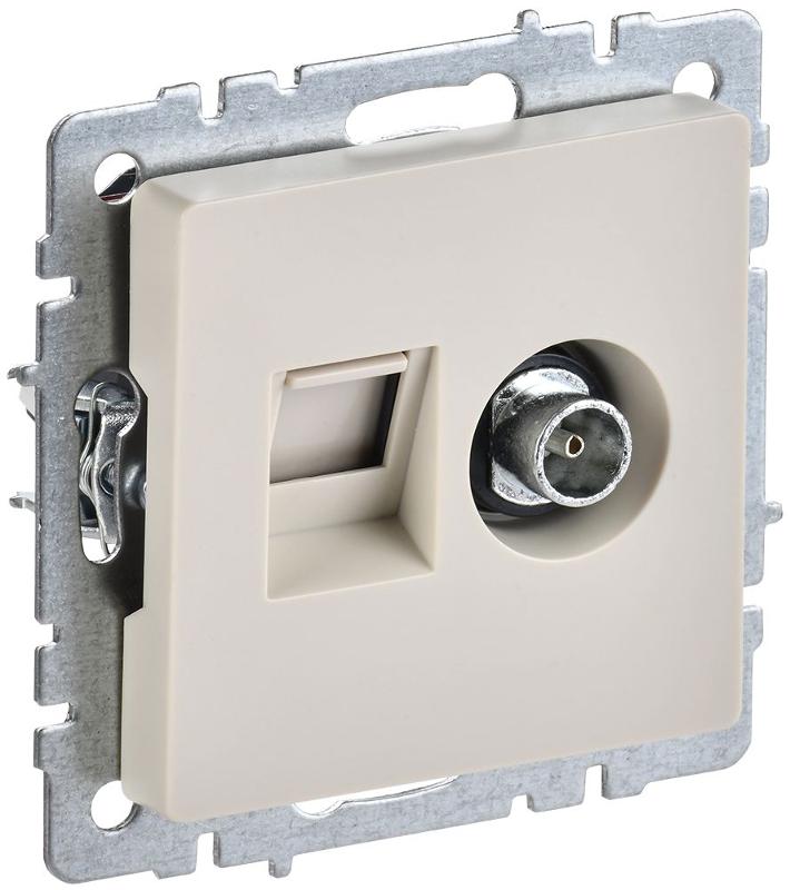 BRITE Розетка двойная TV+RJ45 кат.5E РТВ/РК12-БрКр бежевый | BR-AK20-1-K10 | IEK — IEK (ИЭК)