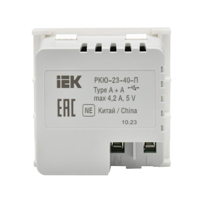 PRIMER РКЮ-23-40-П Розетка USB A+A 4,2А (2 мод.) бел. | PR-KK40D-RU-0-2-AA-K01 | IEK — миниатюра 4