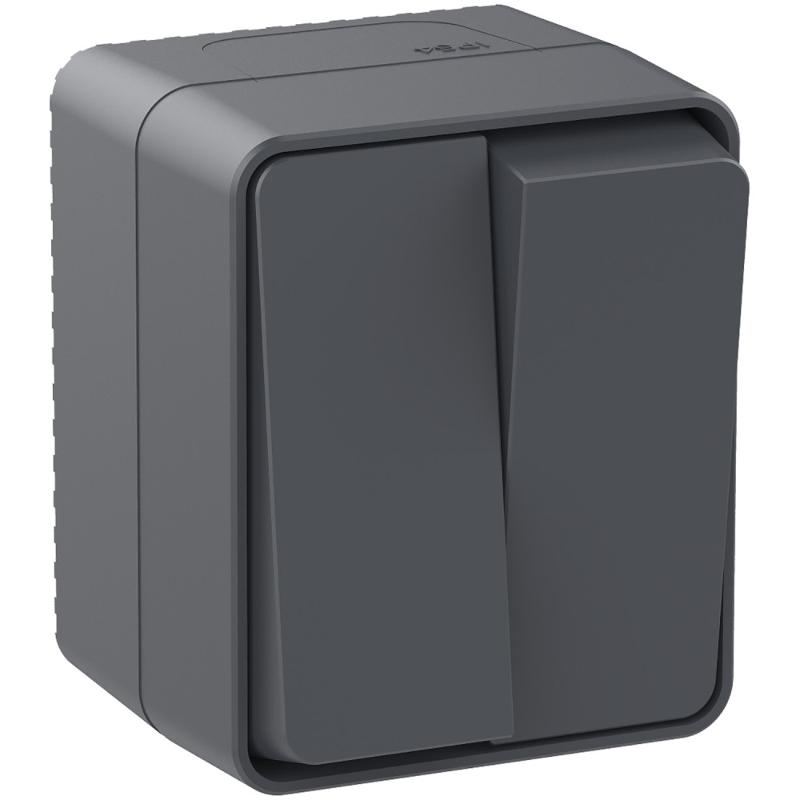 AtlasDesign Profi54 Антрацит О/У Выключатель 2-клавишный 10 АХ | ATN544051 | SE — миниатюра 2