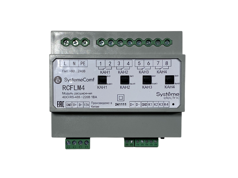 Модуль управления освещением Comf, 4 группы 4DO RS-485 ~220В | RCFLM4 | SE — миниатюра 5