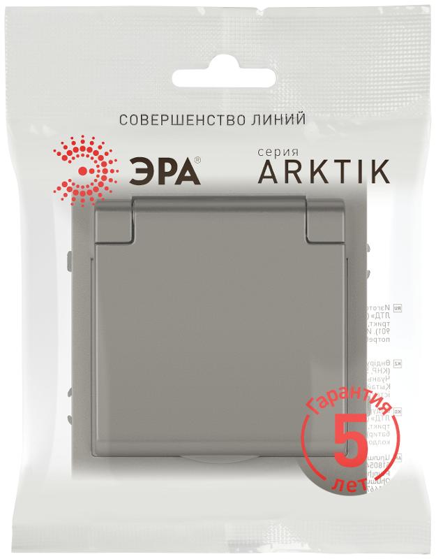 Розетка Arktik 16-2103-07 с заземлением 2P+E Schuko со шторками с крышкой 16А-250В титан | Б0070440 | ЭРА — миниатюра 3