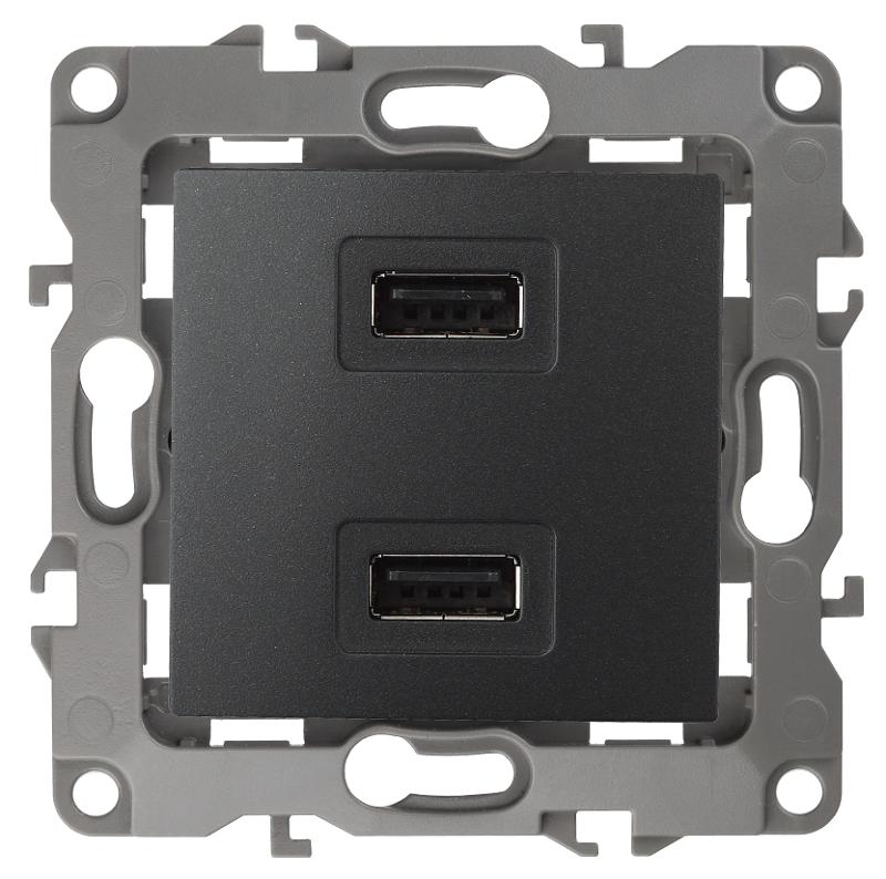 Устройство зарядное USB 12-4110-05  , 5В-2100мА,  антрацит  |Б0027495 | ЭРА — миниатюра 1