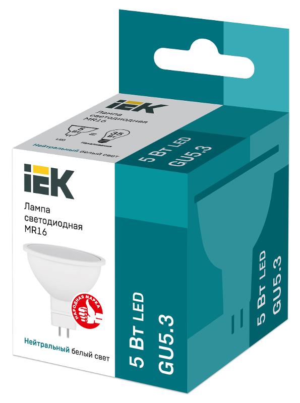 Лампа светодиодная LED 5Вт GU5.3 220В 4000К MR16 софит | LLE-MR16-5-230-40-GU5 | IEK — миниатюра 3