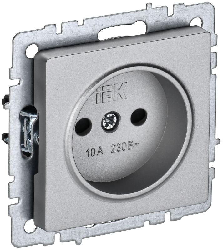 BRITE Розетка без заземления со шторками 10А РСш10-2-БрА алюминий | BR-R13-10-K47 | IEK — IEK (ИЭК)