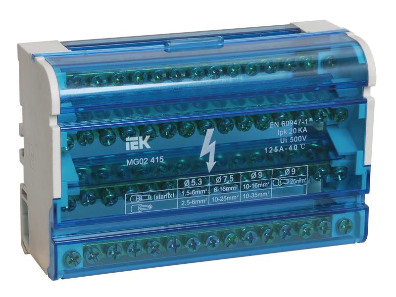 Шины на DIN-рейку в корпусе (кросс-модуль) 3L+PEN 4х15  | YND10-4-15-125 | IEK — IEK (ИЭК)
