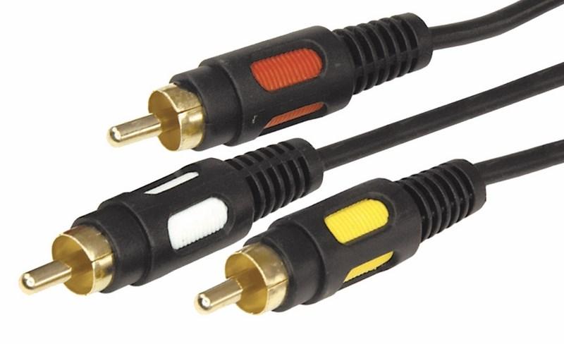 Шнур 3 RCA - 3 RCA, длина 3 метра, черный (GOLD) | 17-0214 | REXANT — REXANT