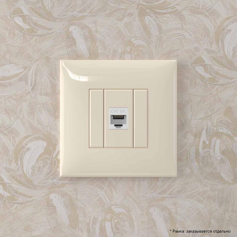 Компьютерная розетка RJ-45 без шторки в стену, кат.6А одинарная, "Avanti", "Ванильная дымка" | 4405673 | DKC — миниатюра 5