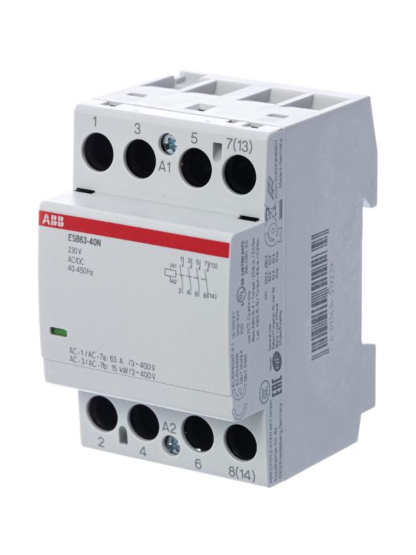 Контактор ESB63-40N-06 модульный (63А АС-1, 4НО), катушка 230В AC/DC | 1SAE351111R0640 | ABB — ABB