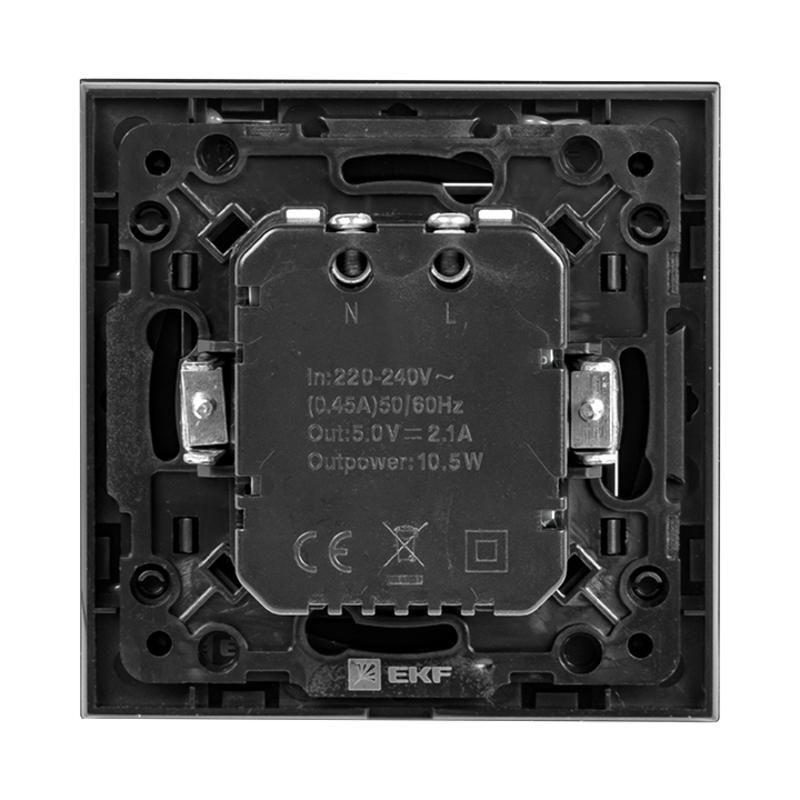 Стокгольм Механизм Розетки USB 2-местной 2,1А черный PROxima | EZR16-028-10-2USB | EKF — миниатюра 10