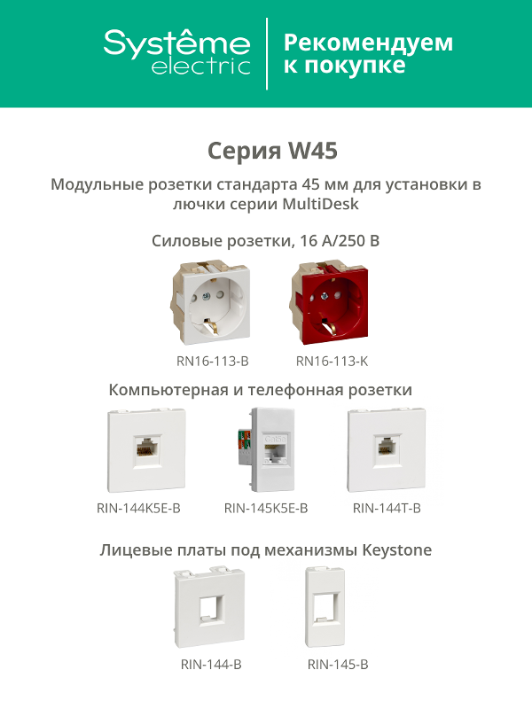 MultiDesk Лючок на 2 модуля IP44 с монтажной коробкой для стены, фальшпола, стола ЧЁРНЫЙ матовый, тип MDK20 | MDK20102MBA | SE — миниатюра 6