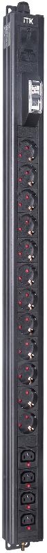 BASE PDU PV1111 22U 1ф 16А 12SCHUKO 4C13 2,6м SCHUKO | BS-PV12-12D-04C13-11 | ITK — фото 1 | Sento