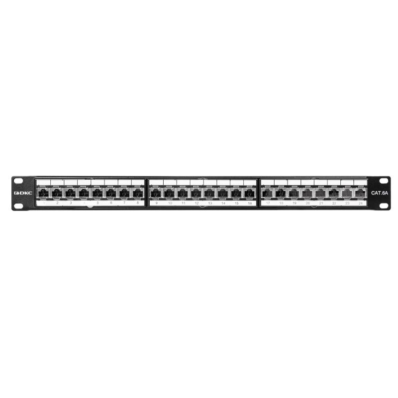 Патч-панель 19", 1U, CAT6A, 24 порта RJ45, экранированная | RN6APPF241 | DKC — миниатюра 2