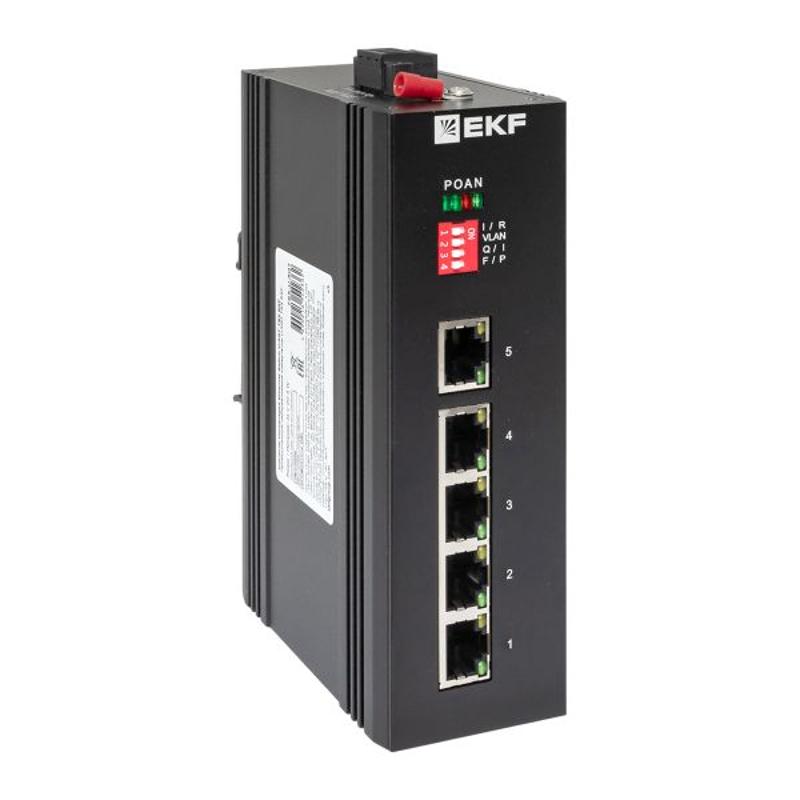 Промышленный неуправляемый коммутатор U-5GT, 5 портов 10/100/1000Base-T(X) RJ45, монтаж на динрейку TSX |TSX-U-5GT|EKF — EKF
