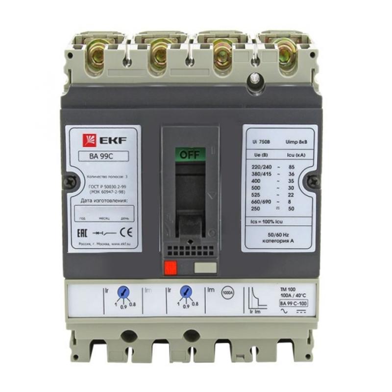 Выключатель автоматический ВА-99C (Compact NS) 100/80А 3P+N 36кА EKF | mccb99C-100-80+N | EKF — фото 1 | Sento