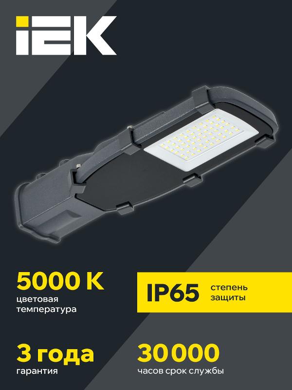 Светильник светодиодный консольный уличный  ДКУ 1002-30Д 5000К IP65 серый | LDKU0-1002-030-5000-K03 | IEK — миниатюра 2