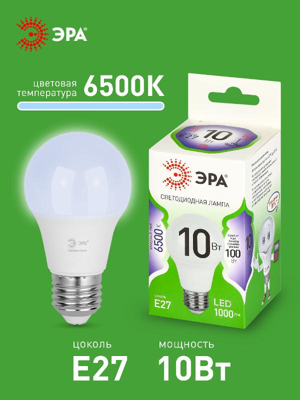 Лампа светодиодная  GREEN LINE LED A60-10W-865-E27 GL E27 10 Вт груша холодный свет | Б0067090 | ЭРА — миниатюра 3