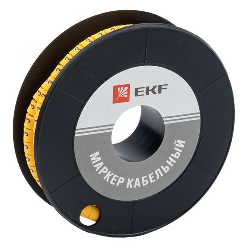 Маркер-кабельный 4,0кв.мм "3"(500шт.) (ЕС-2) EKF PROxima | plc-KM-4-3 | EKF — EKF