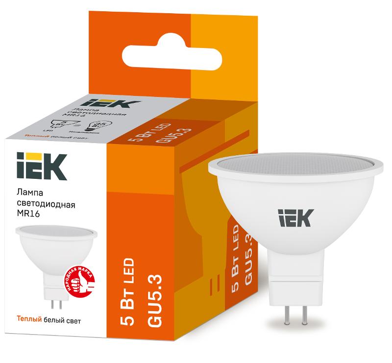 Лампа светодиодная LED 5Вт GU5.3 220В 3000К MR16 софит | LLE-MR16-5-230-30-GU5 | IEK — IEK (ИЭК)