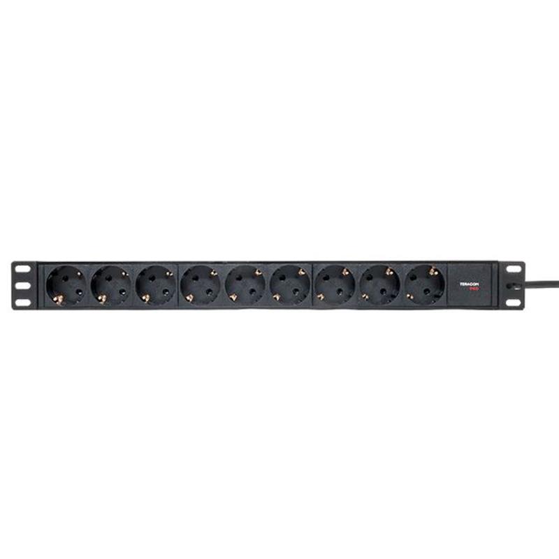 Блок розеток PDU TERACOM PRO 19" 1U 10А/250В 9 розеток Schuko 2 м 3x1,5 мм2 вилка C14 | TRP-HPD-PL-10A-9SH-2MC14 | EKF — миниатюра 13
