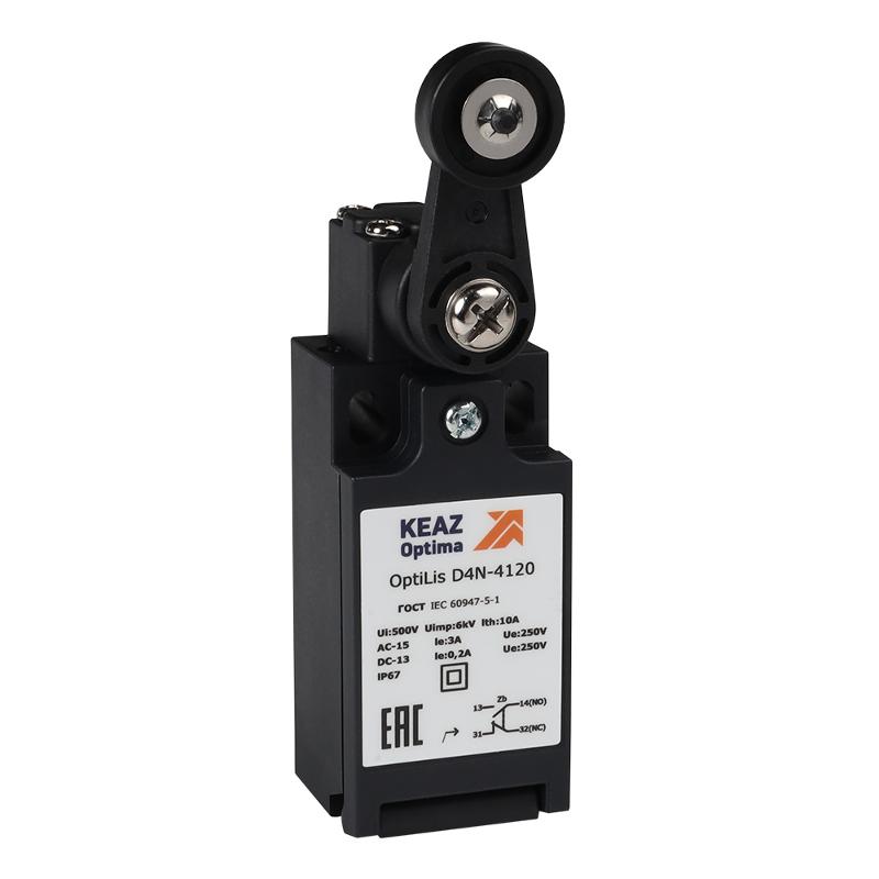 Выключатель концевой OptiLiS D4N-4120 рычаг пластиковый с роликом пластиковым EN 50047 XCKN2118P20 | 365306 | КЭАЗ — фото 1 | Sento