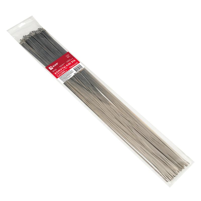 Хомут AISI 316 из нержавеющей стали, 4.6x840 (100 шт.) FlexLock PROxima|plc-fl-tss-316-4.6x840|EKF — миниатюра 3