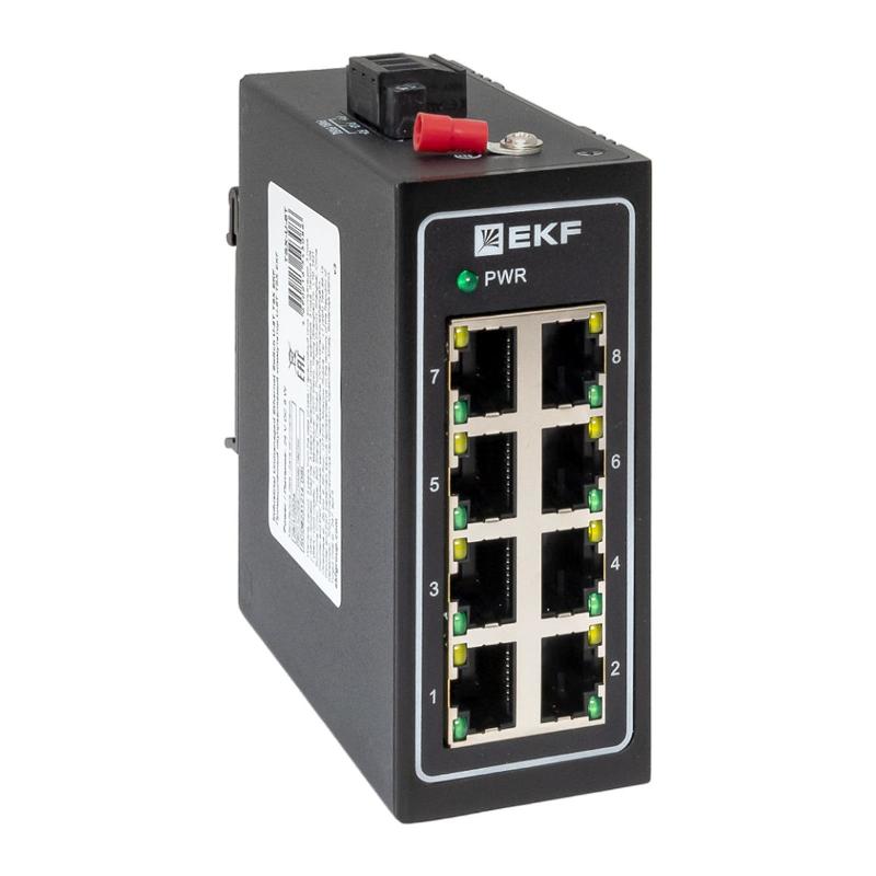 Промышленный неуправляемый коммутатор U-8T, 8 портов 10/100Base-T(X) RJ45, монтаж на динрейку TSX |TSX-U-8T|EKF — EKF