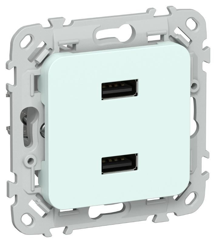 FLITE Розетка USB A+A 2,1А РЮ-2-ФлХЛ холодный лед | FI-U21-D31-K94 | IEK — IEK (ИЭК)