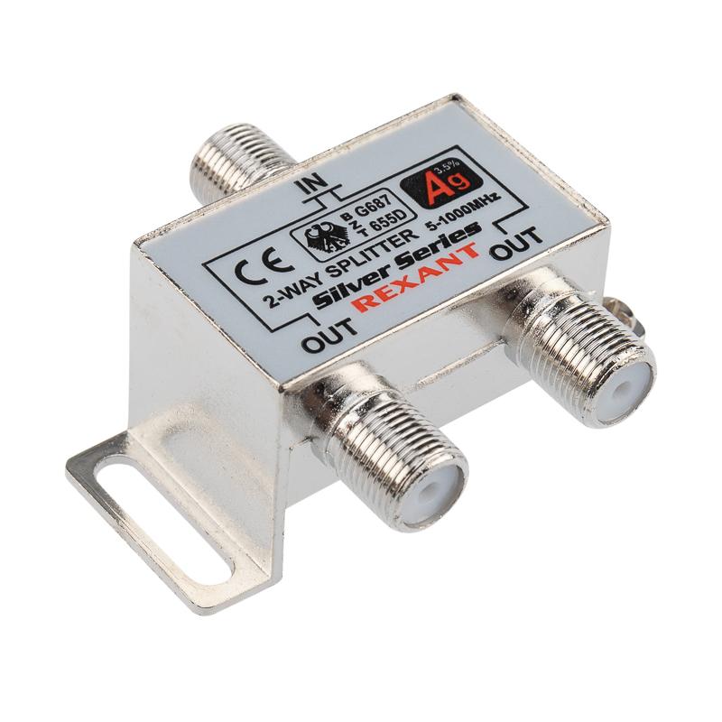 ДЕЛИТЕЛЬ  ТВ  x 2 + 3шт. F   "BOX"  5-1000 МГц  "Silver"  | 05-6101 | REXANT — миниатюра 1
