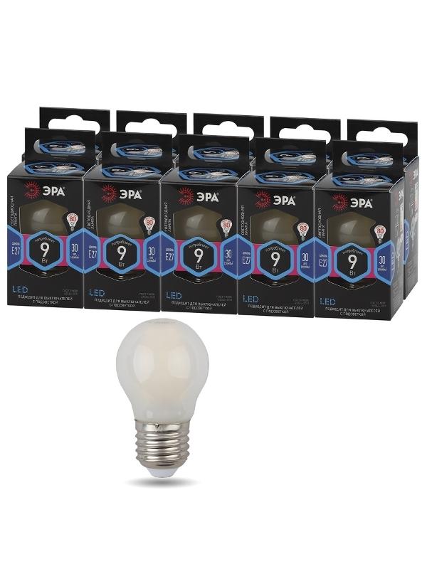 Лампа светодиодная  F-LED P45-9W-840-E27 frost 9Вт филамент шар матовый нейтральный белый свет Е27 | Б0047030 | ЭРА — миниатюра 5