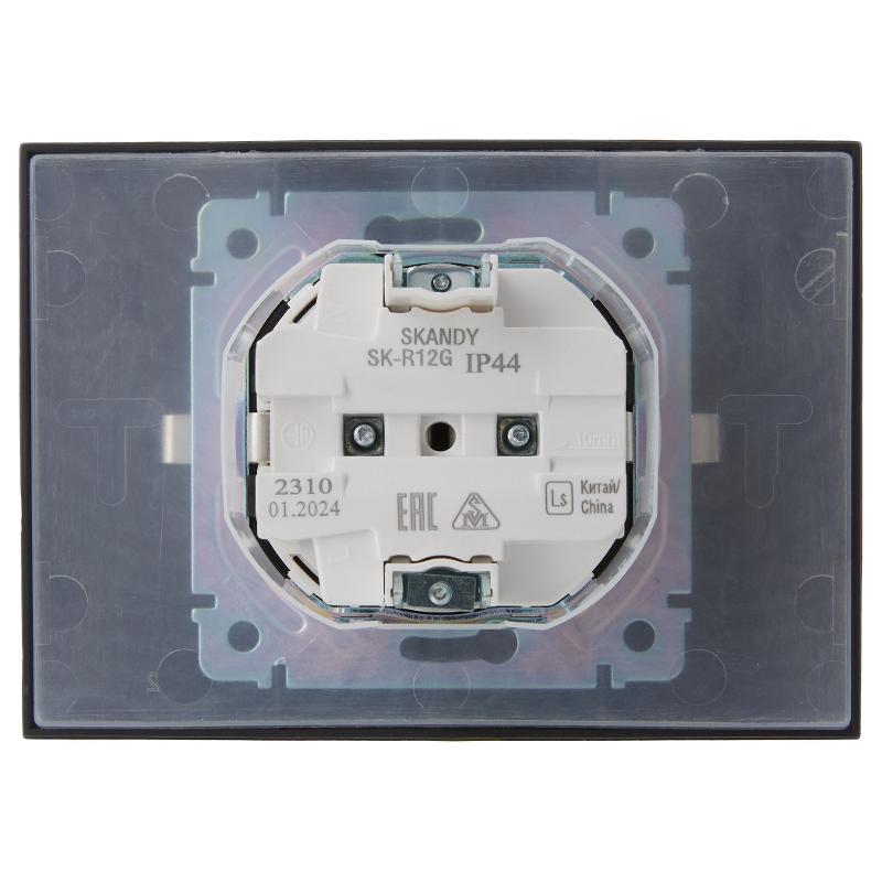 SKANDY Розетка 2-местная с кр. 16А в сб IP44 SK-R12G графит | SK-R26-16-44-K53-F | IEK — миниатюра 2