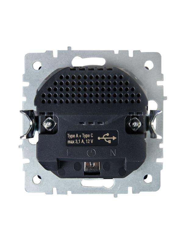 BRITE Розетка с заземлением со шторками 16А с USB A+C 18Вт РЮш11-1-БрС сталь | BR-R14-16-U22-018-K46 | IEK — миниатюра 4