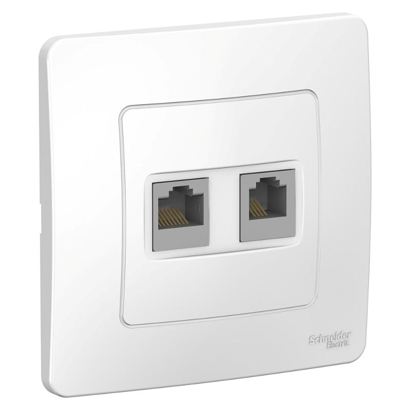 Blanca Белый С/У Розетка 2-ая комп/тлф, RJ45+RJ11 | BLNIS045111 | SE — Systeme Electric